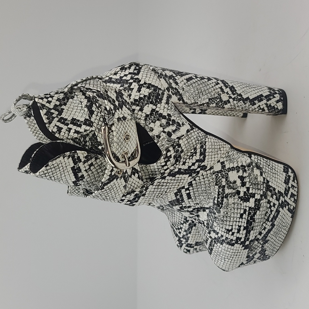 Lemon Drop by Privileged Snakeskin Platform Heels Ankle Boots